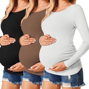 Pack of 3 long sleeve maternity shirts - Small